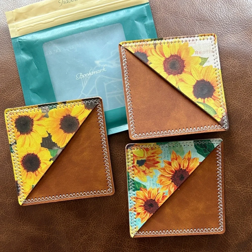 3pc Sunflower Corner Bookmark Pocket - Yellow Sunflower